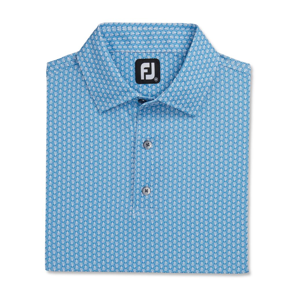 FootJoy Men's Scallop Geo Pique Golf Polo - Blue Reef product image